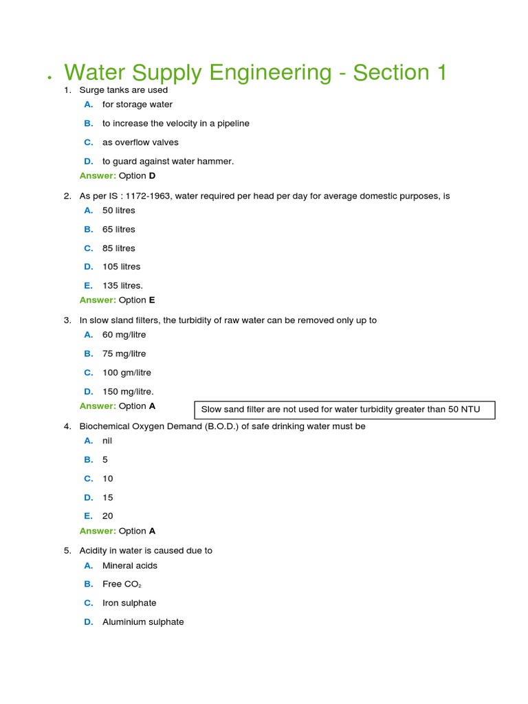 Water Supply Engineering PDF Water Supply Network Pump