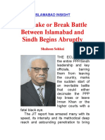 The Make or Break Battle Between Islamabad and Sindh Begins Abruptly