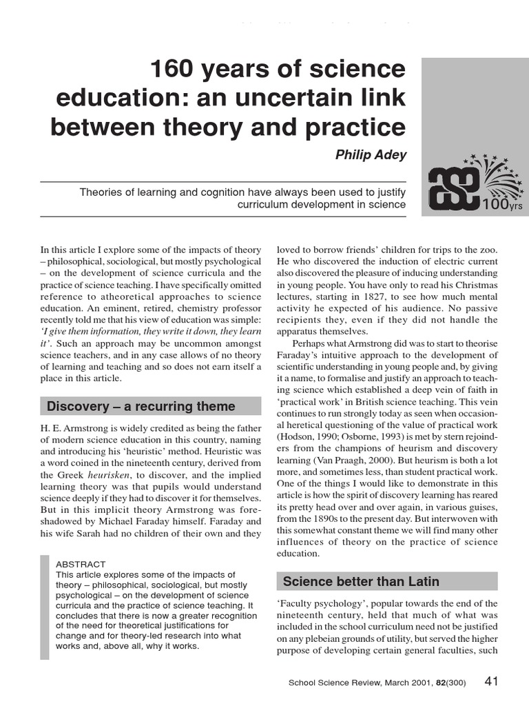 Reading 3A Theories in Science Education PDF Science Education