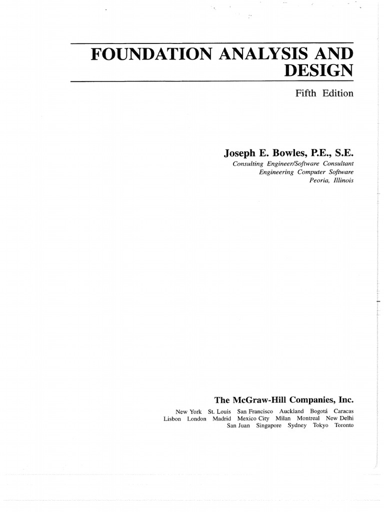 Foundation Analysis and Design 5th Edition Joseph E Bowles PDF PDF