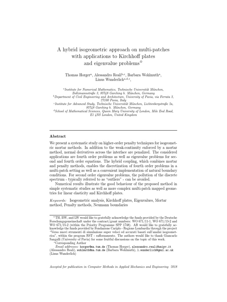 Hybrid Isogeometric Method for Kirchhoff Plates | PDF | Eigenvalues And ...