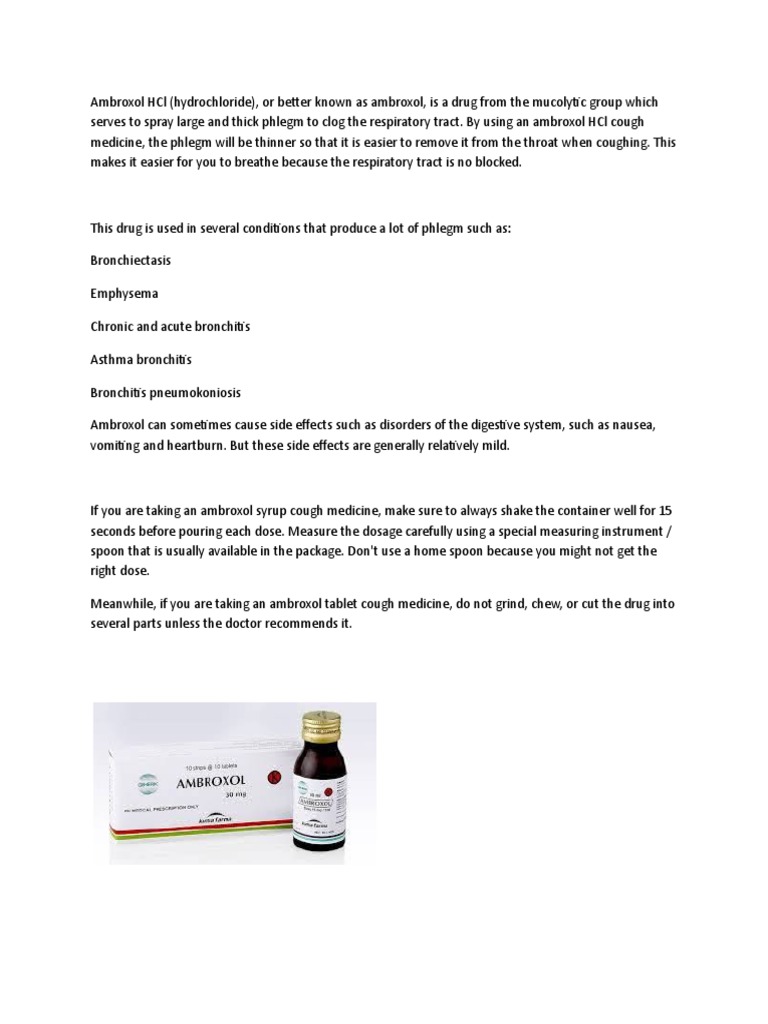 Ambroxol HCl: Uses and Dosage Guidelines | PDF