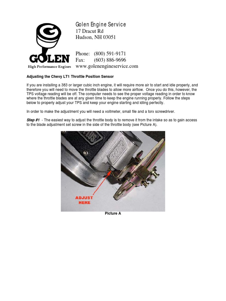 Golen Engine Service 17 Dracut RD Hudson, NH 03051 PDF Throttle
