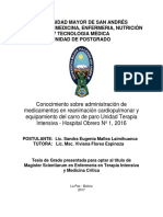 Conocimiento sobre administración de medicamentos y equipamiento del carro de paro en UTI