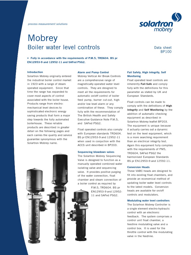 Mobrey Boiler Water Level Controls PDF Valve Boiler