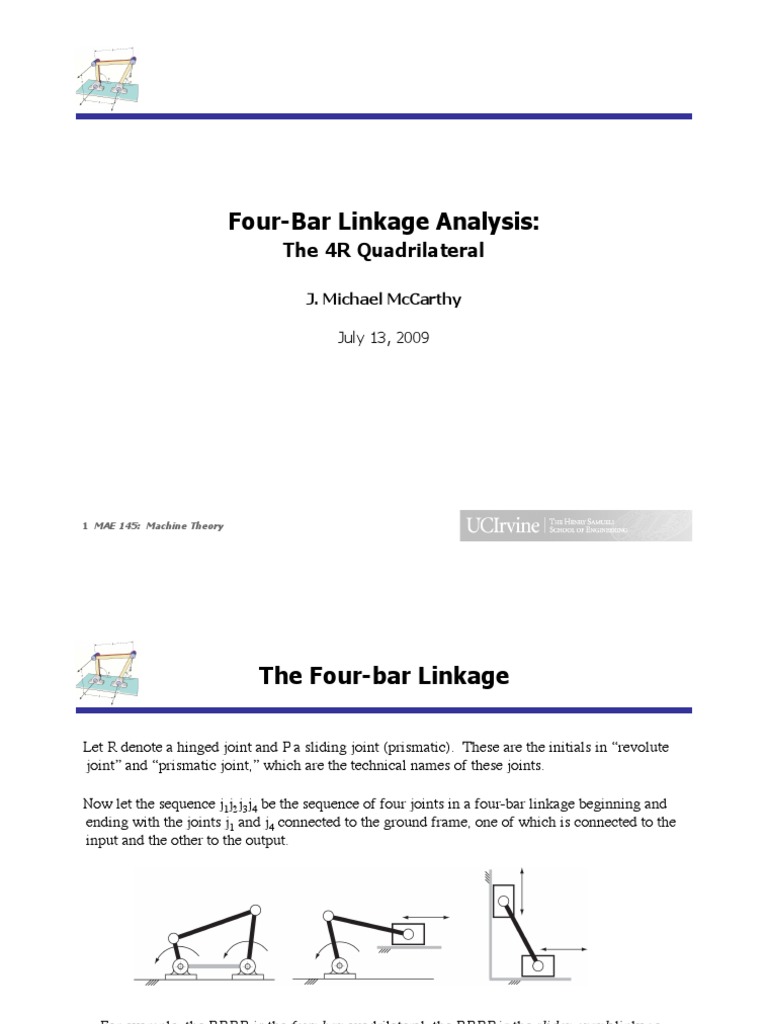 4 Bar Linkage Analysis PDF Machines Classical Mechanics