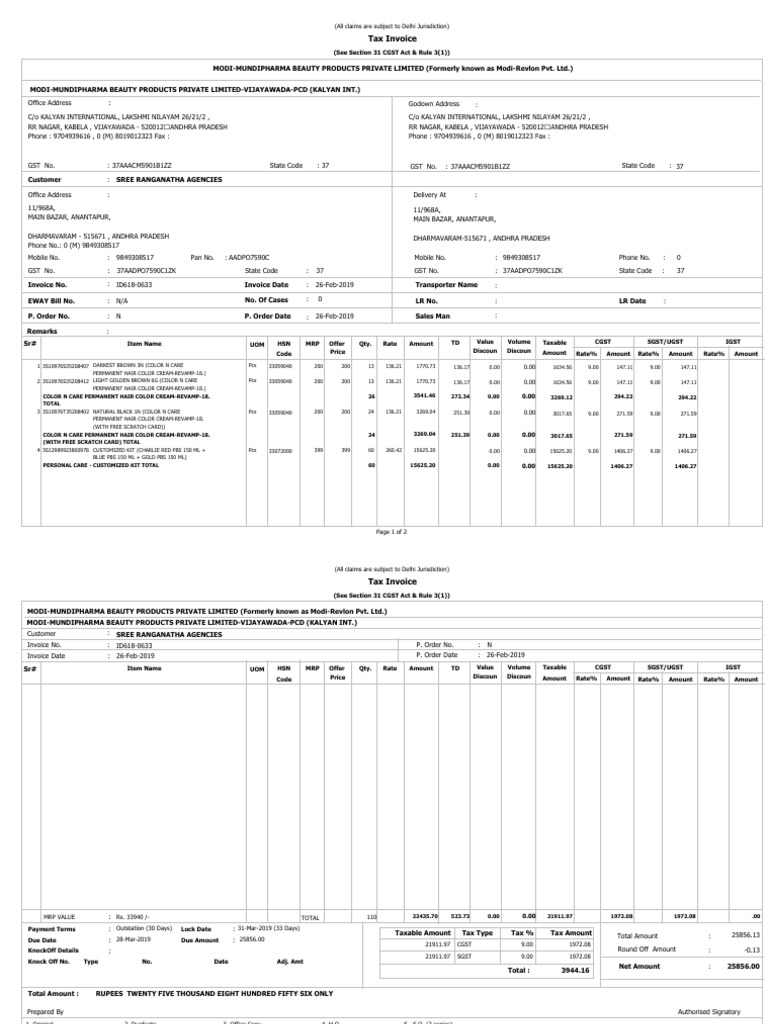 Tax Invoice: (See Section 31 CGST Act & Rule 3 (1) ) | PDF | Value ...