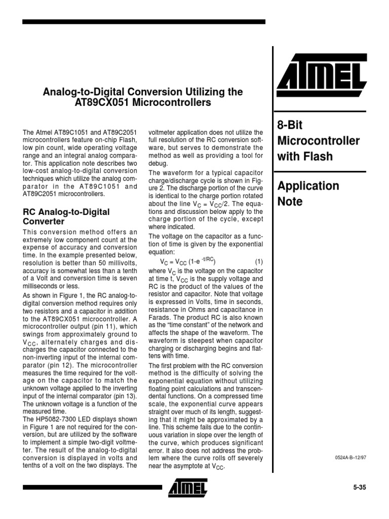 AnalogtoDigital Conversion Utilizing The AT89CX051 Microcontrollers