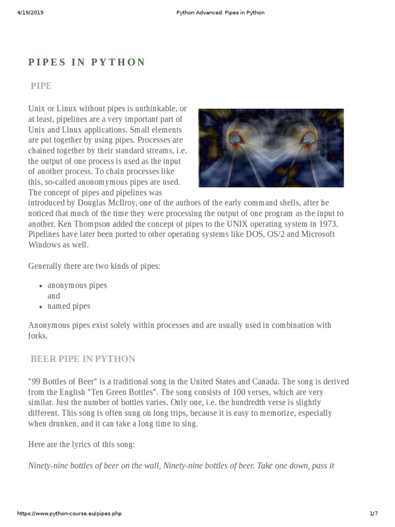 Python Advanced - Pipes in Python | PDF | Areas Of Computer Science ...