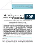 Effect of Discharges From Re-Channeled Rivers and Municipal Runoff On Water Quality of Opa Reservoir, Ile-Ife, Southwest Nigeria