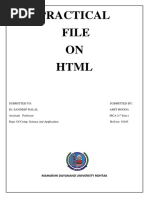 Practical File ON HTML: Maharshi Dayanand University Rohtak