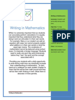 Writing in Mathematics Summary: Students Will