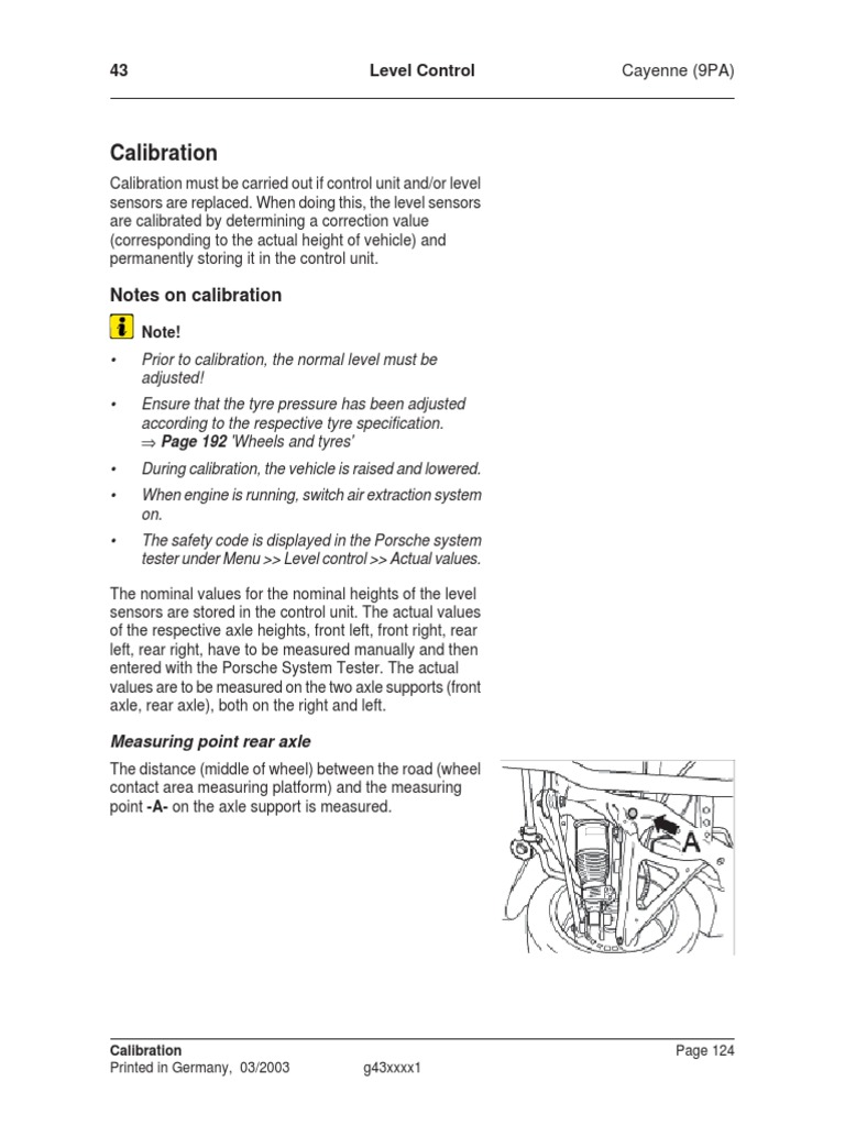 Porsche Cayenne Level Sensor Calibration | PDF | Calibration | Tire