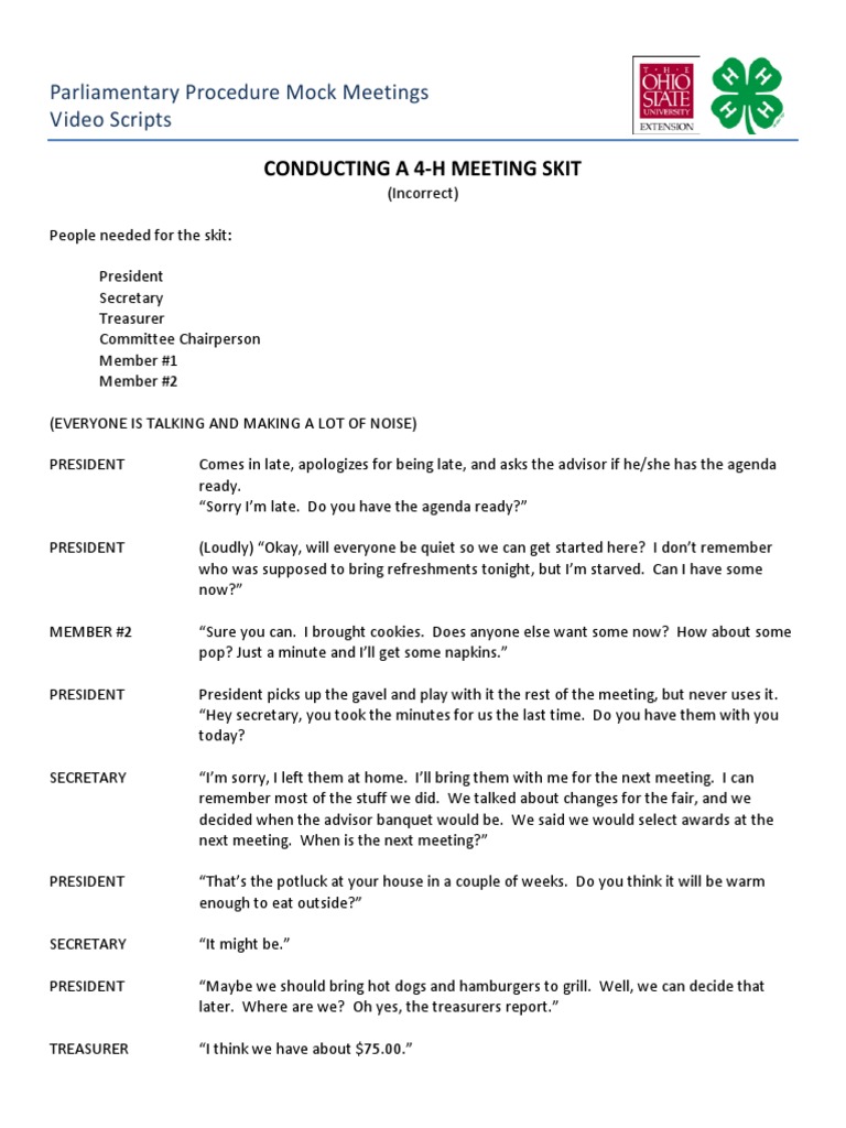 Mock Meetings Video Scripts Pdf