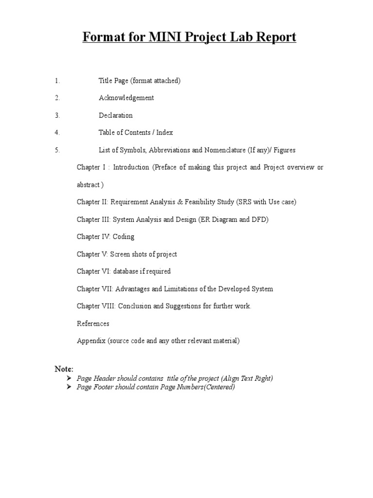Format For MINI Project Lab Report | PDF | Times New Roman | Computing