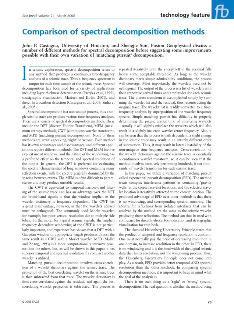 2006 Comparison of Spectral | PDF | Wavelet | Spectral Density