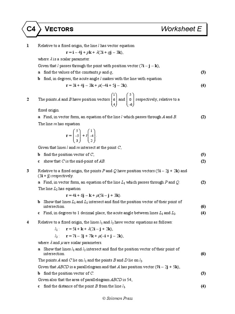 A Level Vectors Exam Worksheet | PDF | Euclidean Vector | Vector Space