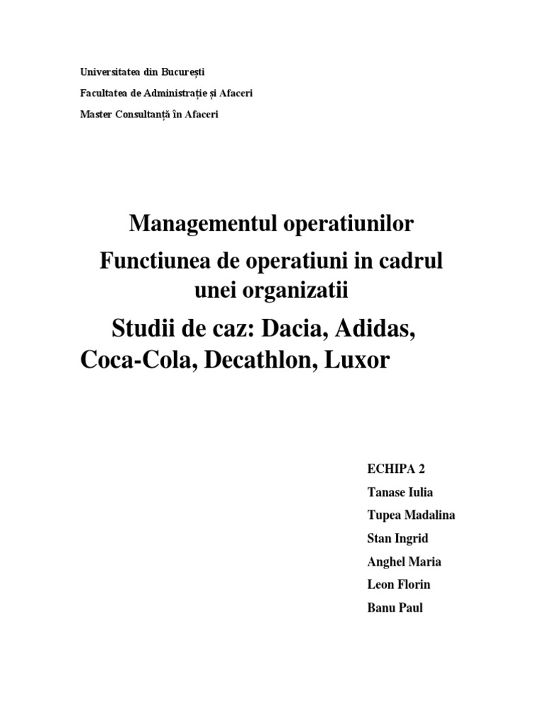 Managementul Operatiunilor | PDF