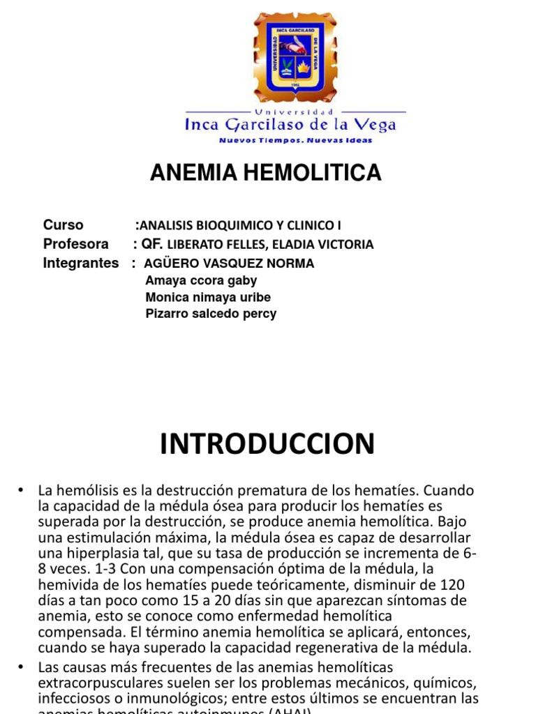 Anemia Hemolítica: Causas y Síntomas | PDF | Anemia | Glóbulo rojo