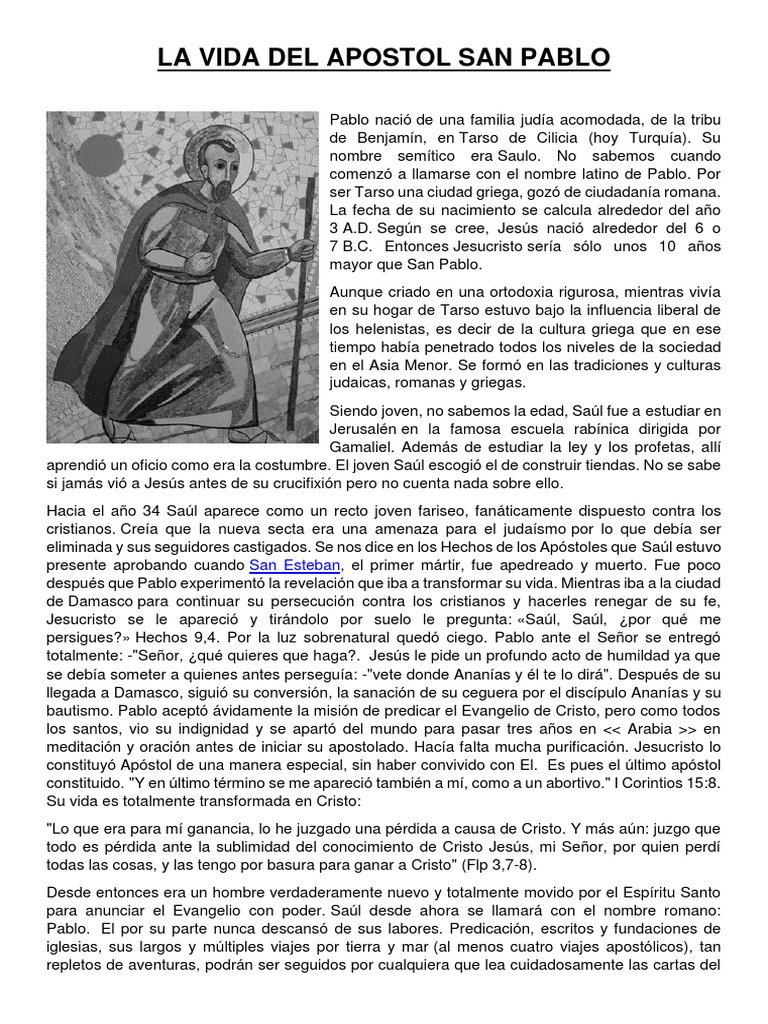 La Vida Del Apostol San Pablo | PDF | Pablo el apóstol | Jesús