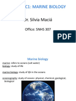 Bio 101 C1: Marine Biology: Dr. Silvia Maciá