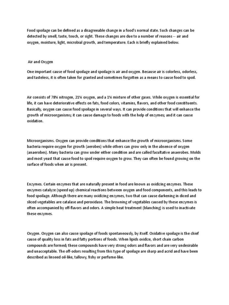 Factors That Impact Food Spoilage A Comprehensive Overview of How Air