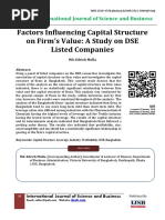 Factors Influencing Capital Structure On Firm's Value: A Study On DSE Listed Companies