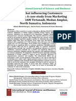 Factors That Influencing Customers Satisfaction: A Case Study From Marketing Branch of PDAM Tirtanadi, Medan Amplas, North Sumatra, Indonesia