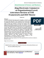 Understanding Electronic Commerce Adoption at Organizational Level: Literature Review of TOE Framework and DOI Theory