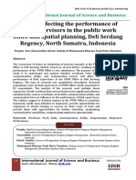 Factors Affecting The Performance of Field Supervisors in The Public Work Office and Spatial Planning, Deli Serdang Regency, North Sumatra, Indonesia