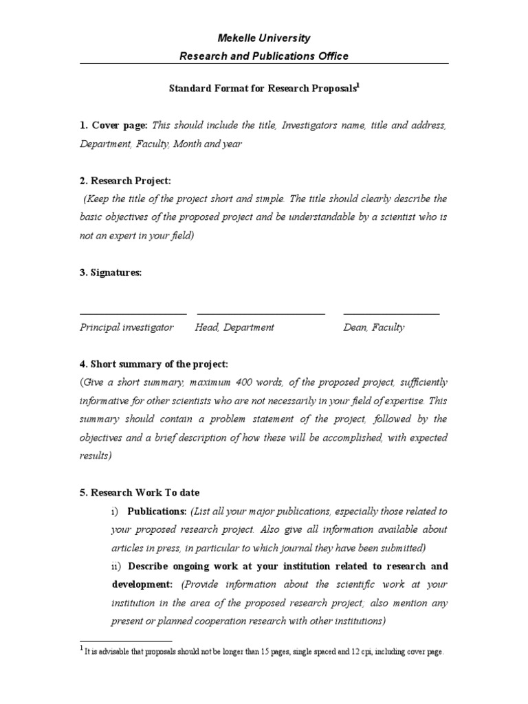 Standard Research Proposal Format | PDF | Experiment | Methodology