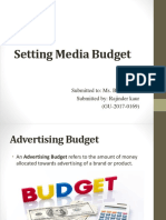 Setting Media Budget: Submitted To: Ms. Babita Mam Submitted By: Rajinder Kaur (GU-2017-0169)