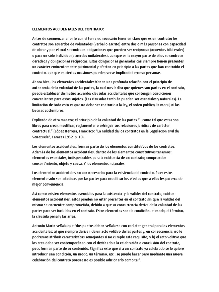 Elementos Accidentales Del Contrato Instrumento jurídico