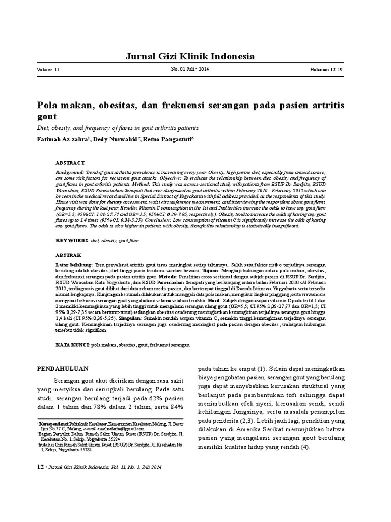 Jurnal Gizi Klinik Indonesia Diet, Obesity, and Frequency of FL Ares