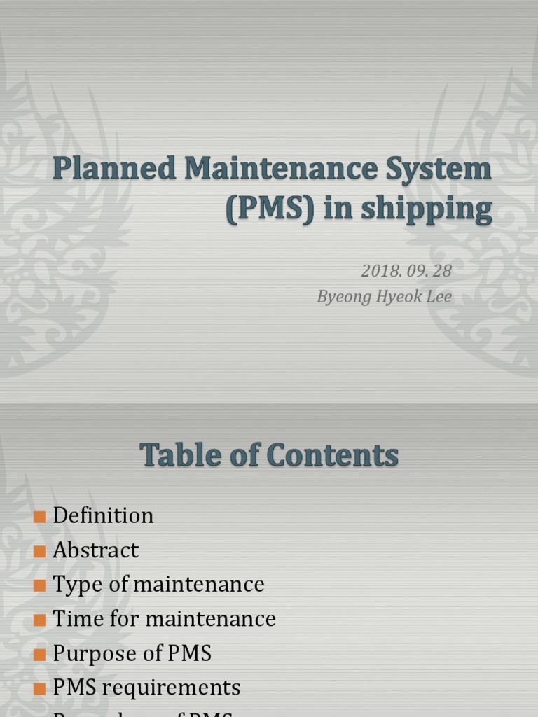 Planned Maintenance System Ships Inventory