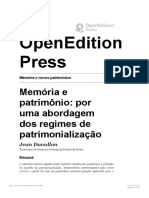 Memória e Patrimônio: Por Uma Abordagem Dos Regimes de Patrimonialização