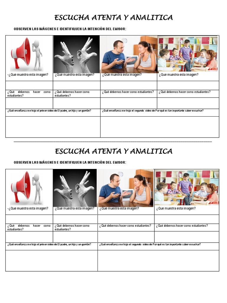 Escucha Atenta y Analitica | PDF | Relaciones personales, crianza y ...