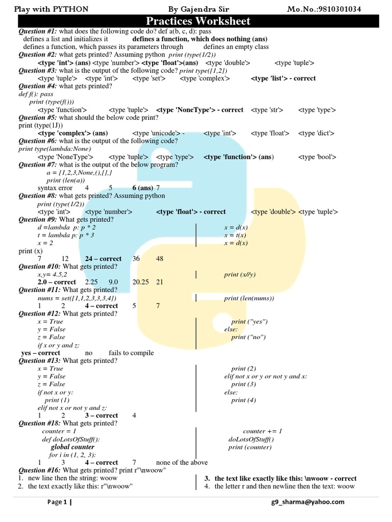 Python Functions Quiz: Twidos Alice | PDF | Computer Programming ...