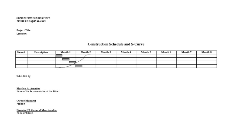 Construction Schedule S-Curve Template | PDF