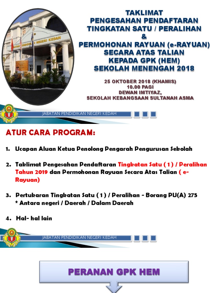 Taklimat Pk Hem Men 25 Okt 2018 Di Sksa Pdf
