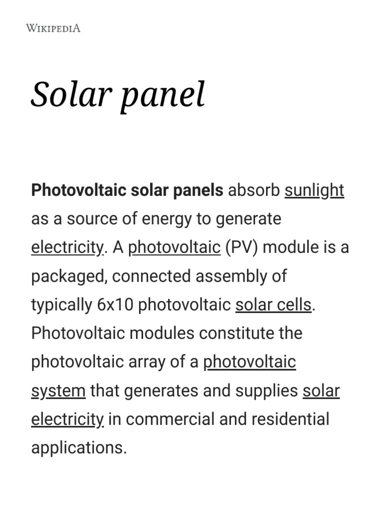 Solar Panel Wikipedia PDF Solar Panel Photovoltaics
