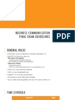 (Bizcom 2018) Final Exam Guidelines and Schedule Final