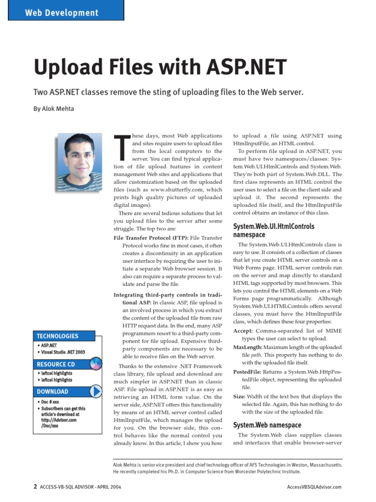ASP.NET File Upload Guide | PDF | Web Server | Internet & Web