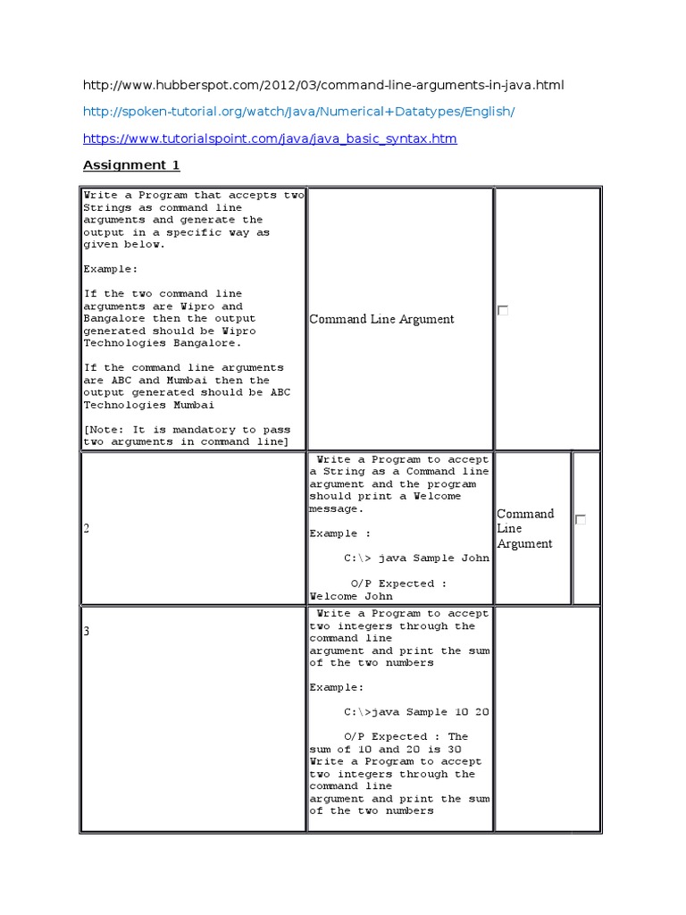 Java Command Line Argument Assignments | PDF | Java Virtual Machine ...