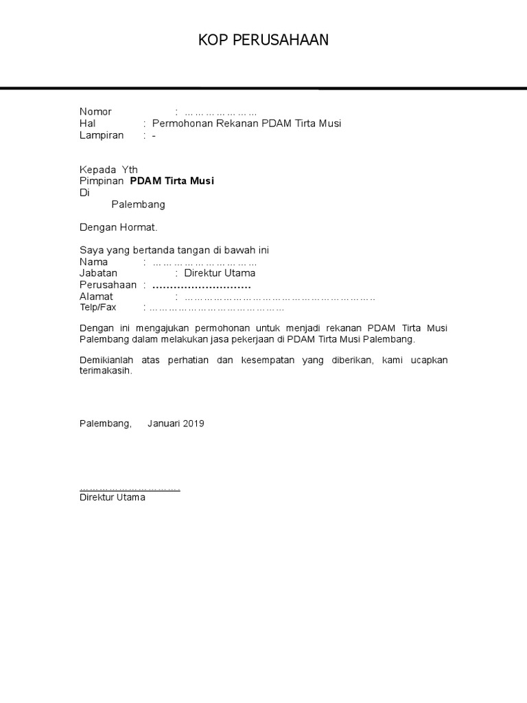 5+ Contoh Surat Permohonan Menjadi Rekanan  Kumpulan Letter