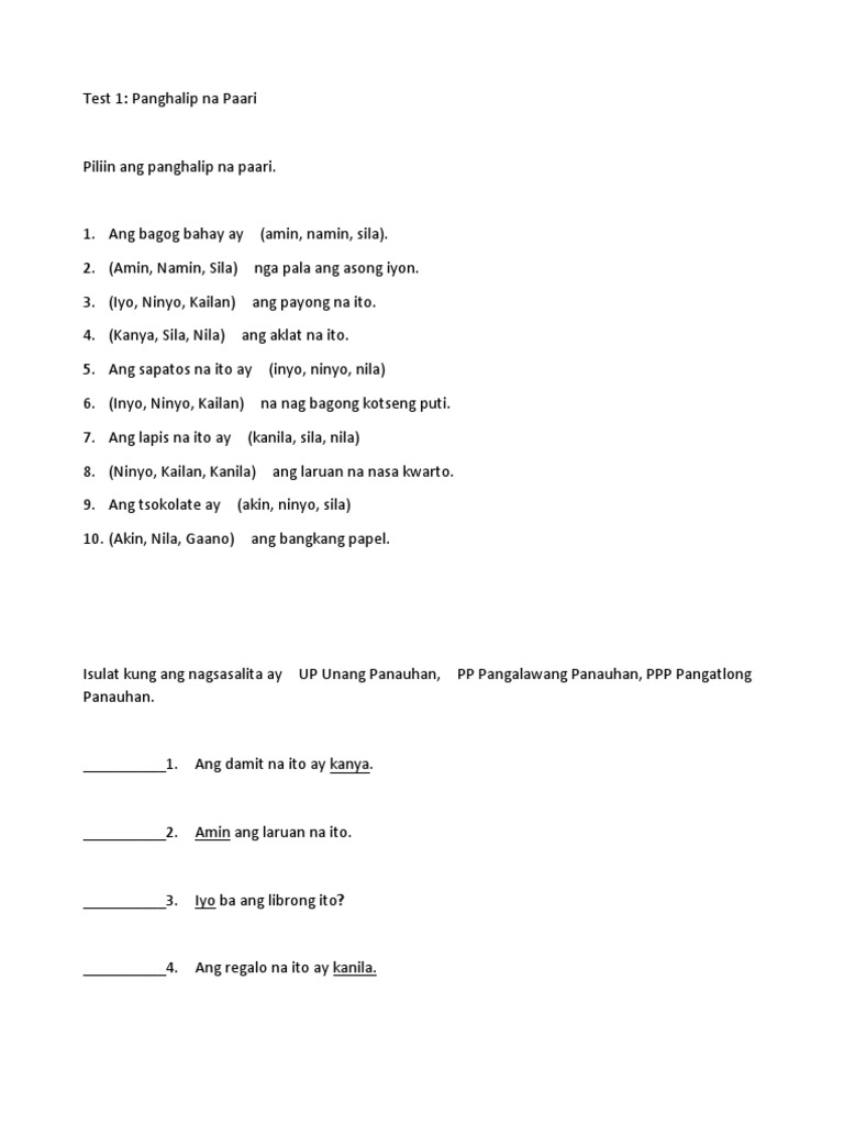 Panghalip Paari | PDF