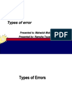 Types of Error: Presented To: Mahwish Mokal Presented By: Ramsha Touqeer