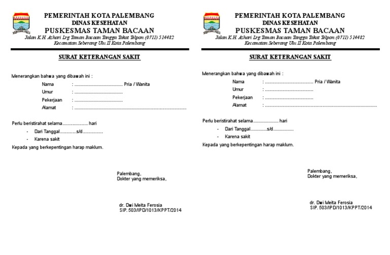 Surat Keterangan Sakit 2 Contoh Surat Dokter Palembang Contoh Surat Dokter Contoh Surat Keterangan Sakit Dari Dokter Untuk Pegawai Cara Membuat Surat Izin Sakit Mirip Surat Keterangan Dokter Contoh Format Surat Keterangan Sakit Dari Dokter Yang Benar Contoh Surat Keterangan Sehat Sakit Dari Dokter Folder Cara Buat Dan Contoh Surat Keterangan Sehat Alphapay 15 Contoh Surat Keterangan Sakit.