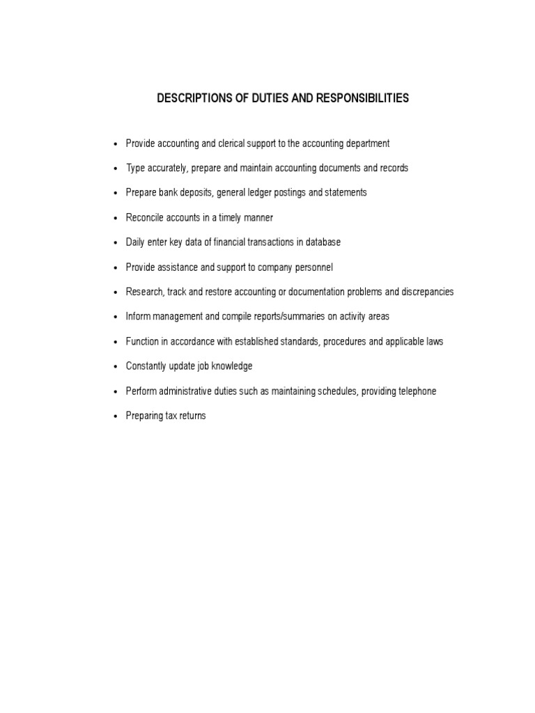 Duties | PDF | Business | Finance & Money Management