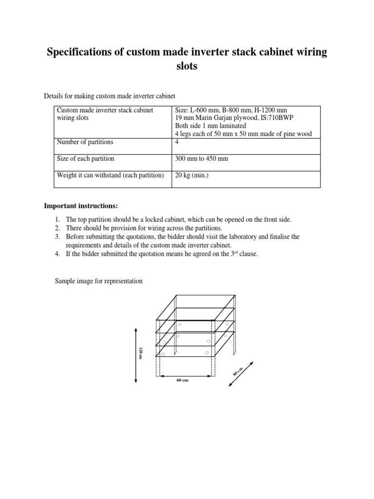 Specifications of Custom Made Inverter Cabinet | PDF